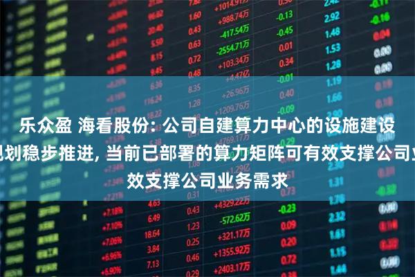 乐众盈 海看股份: 公司自建算力中心的设施建设正在按规划稳步推进, 当前已部署的算力矩阵可有效支撑公司业务需求